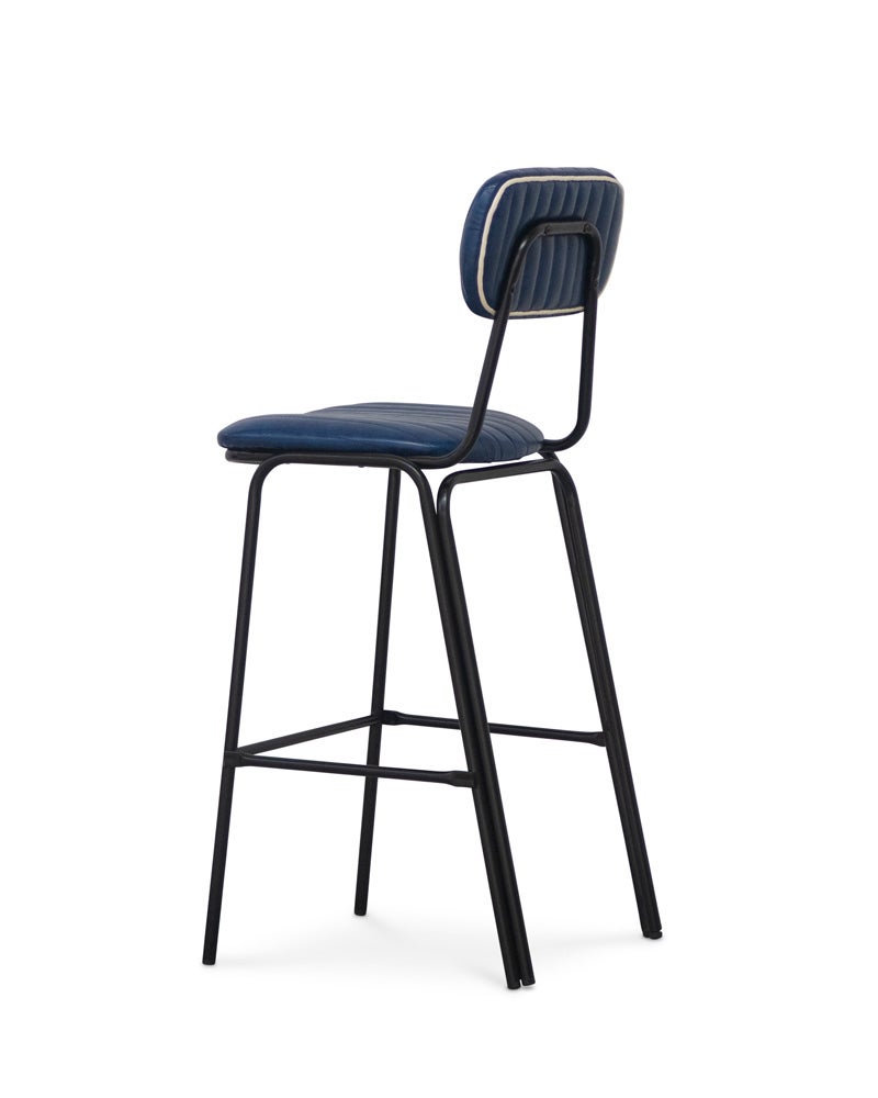 Barry bar stool blue / white piping, 75cm Cintesi