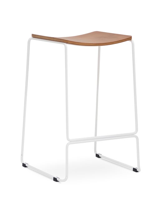 Colorado Wire Bar Stool White, Ply Seat 65cm Cintesi