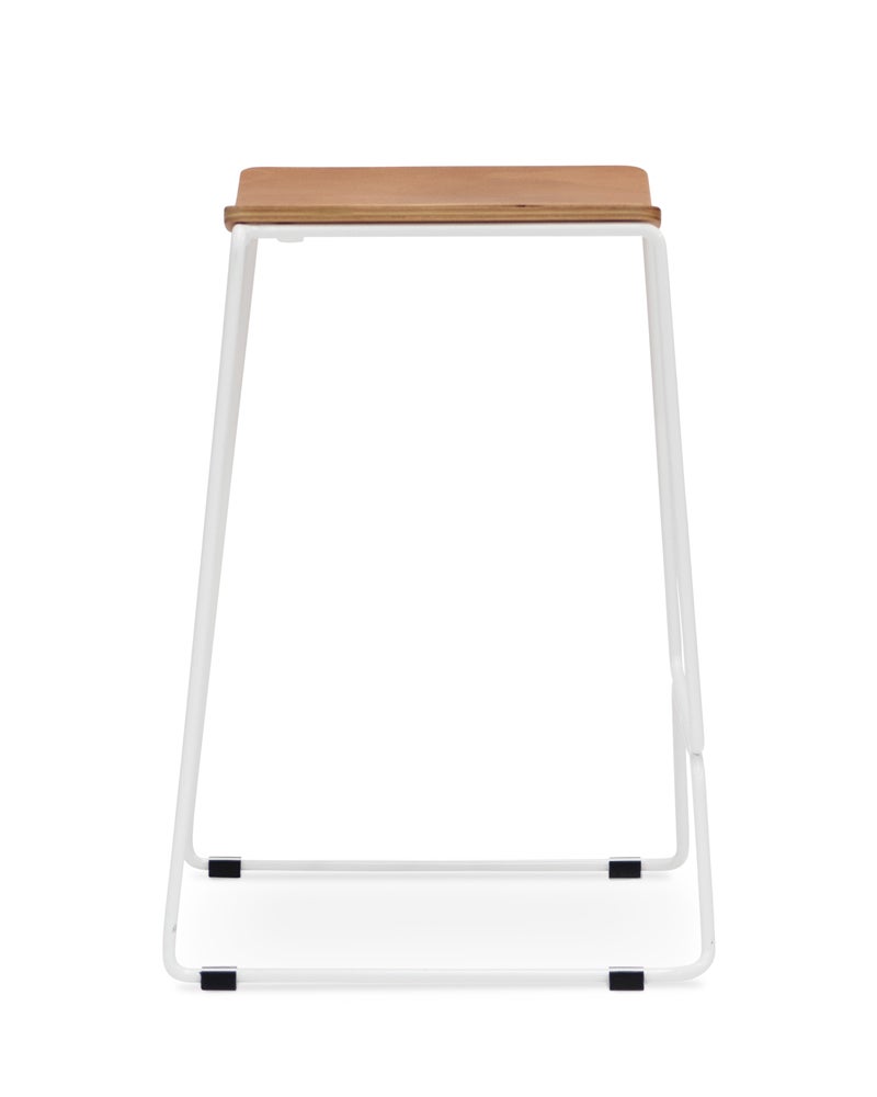 Colorado wire bar stool white, ply seat 75cm Cintesi