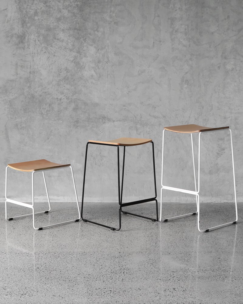 Colorado wire bar stool white, ply seat 75cm Cintesi