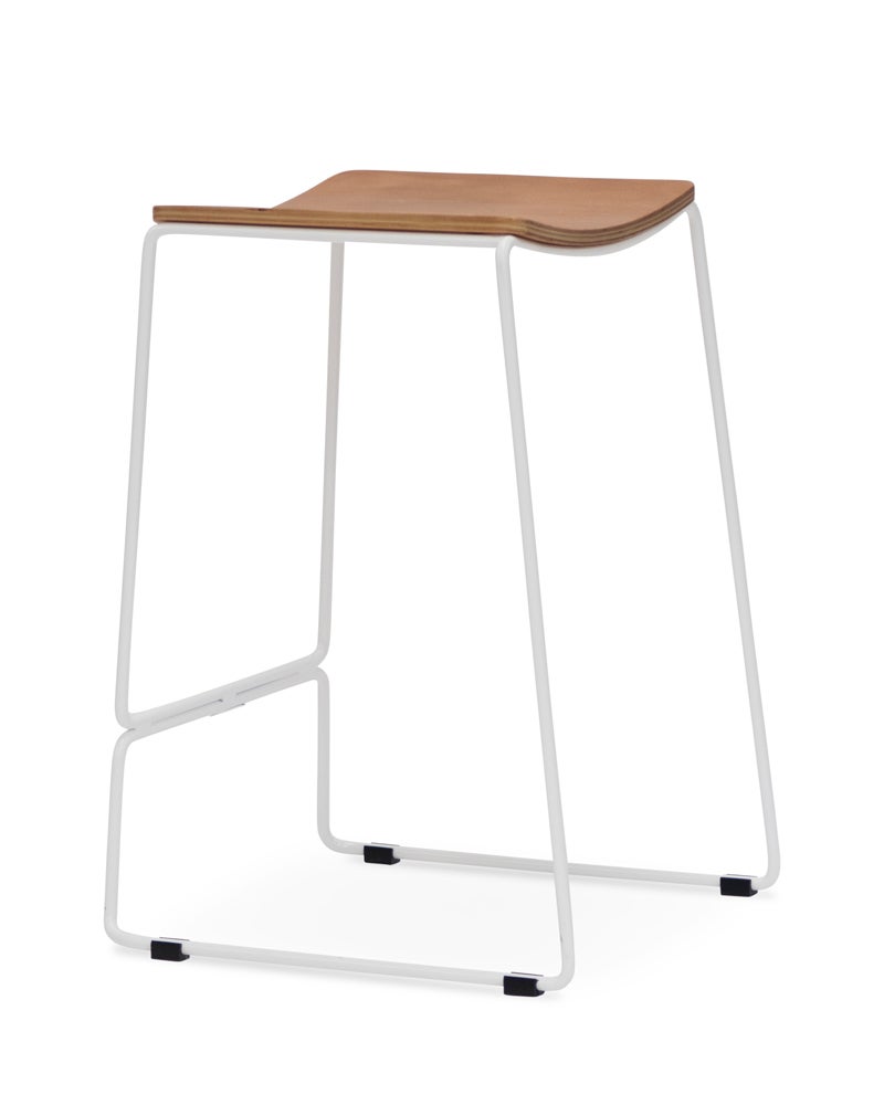 Colorado wire bar stool white, ply seat 75cm Cintesi