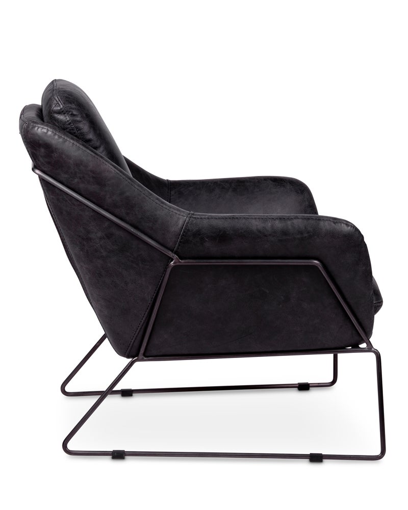 Harold tub chair black leather 1 seater Cintesi