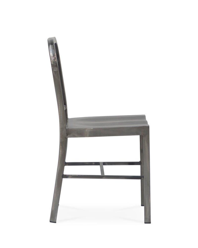 Navy replica steel chair raw metal varnish Cintesi