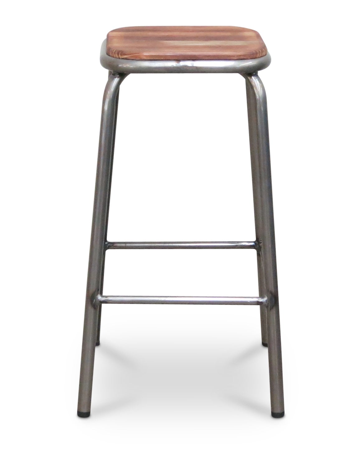 Pedro bar stool raw metal varnish walnut wood, 78cm Cintesi