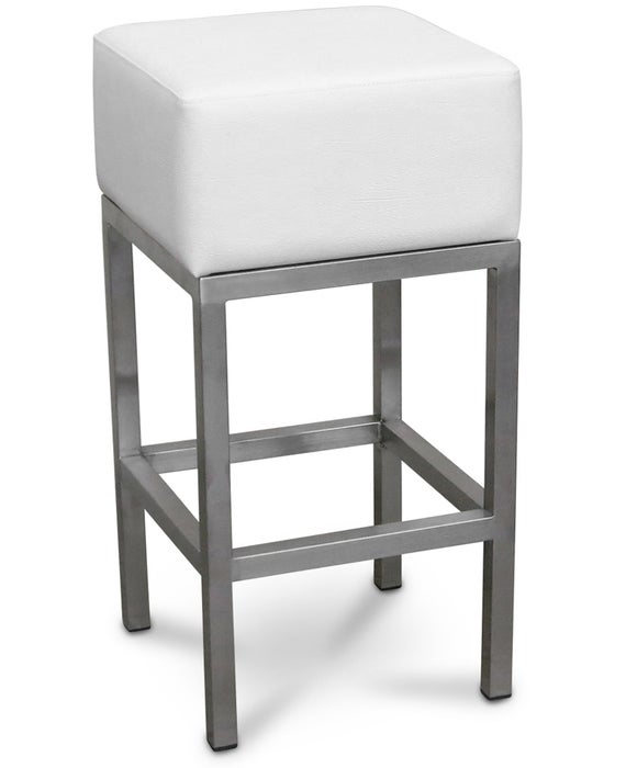 Stainless Cube Bar Stool White Vinyl, How To Cover Bar Stools With Vinyl