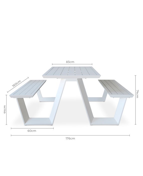 Tahoe Outdoor Picnic Table 160 83 White Alu Umbrella Hole Cintesi Tahoe Outdoor Picnic Table 160 83 White, Outdoor Table With Umbrella Hole Nz