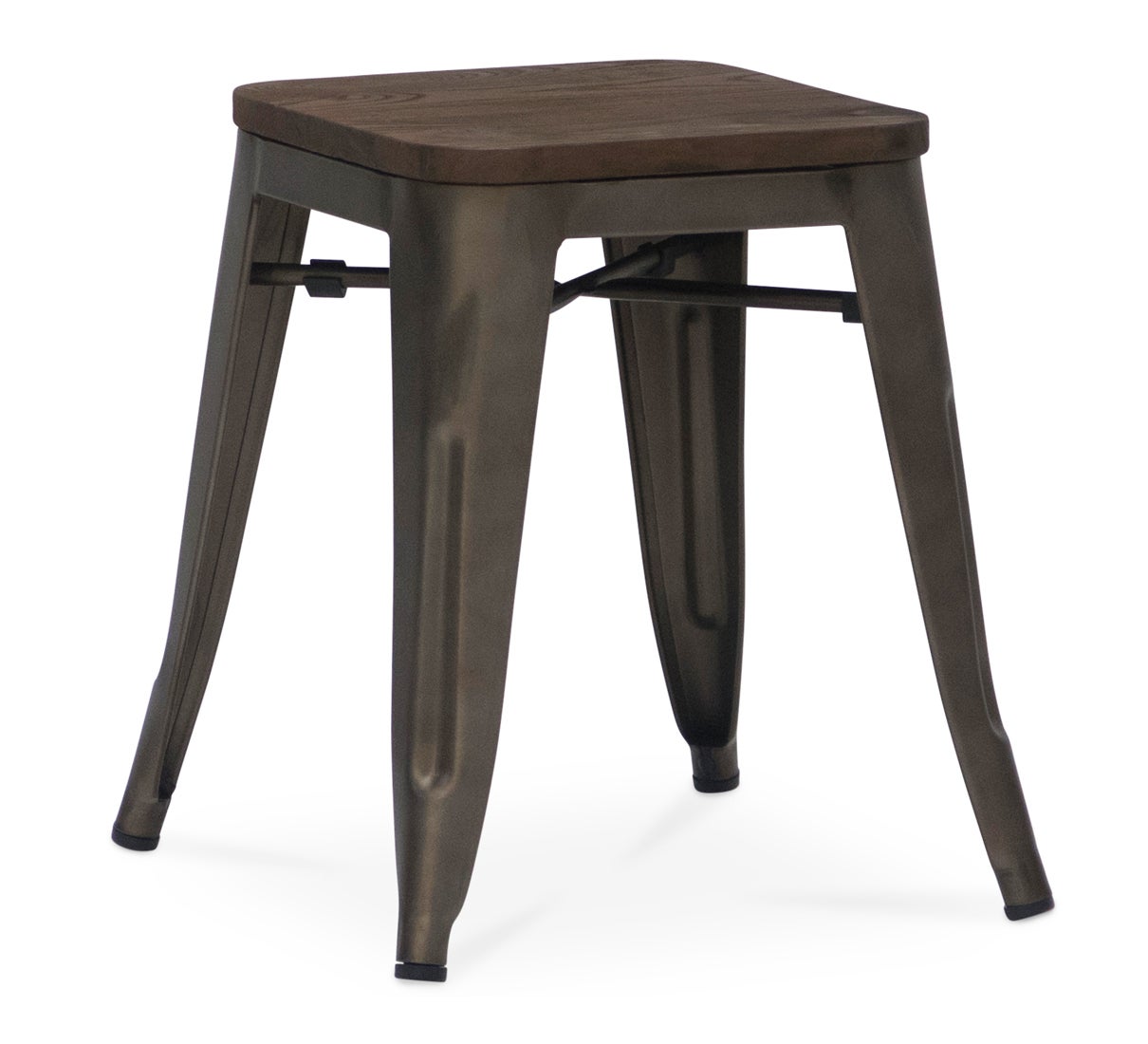 Tolix replica bar stool vintage, rustic wood seat, 45cm Cintesi