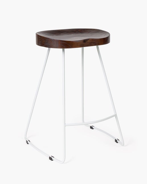 Trevor Wooden Bar Stool White, 65cm Walnut Seat Cintesi