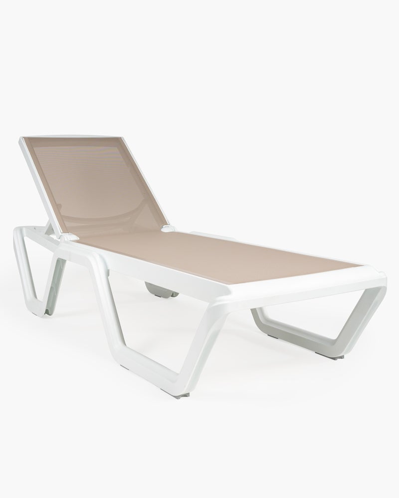 Vela Sunlounger White W Dove Grey Fabric Cintesi